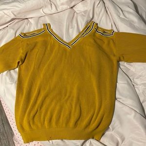 Shein curve v neck sweater with shoulder cut outs